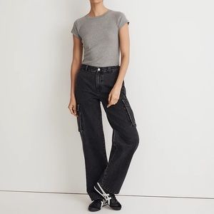 Low-Slung Straight Cargo Jeans in Ranney Wash